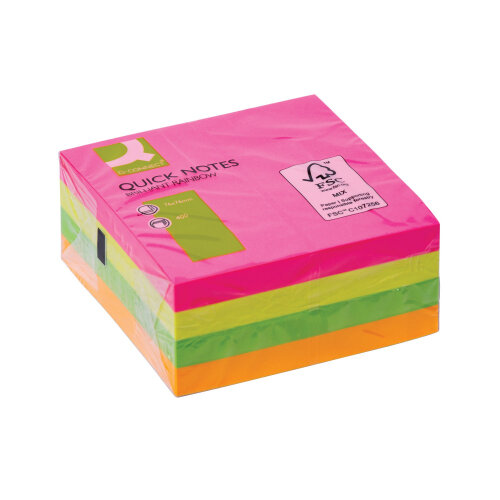 Q-Connect Quick Note Brilliant Rainbow Cube 76x76mm Neon KF10497