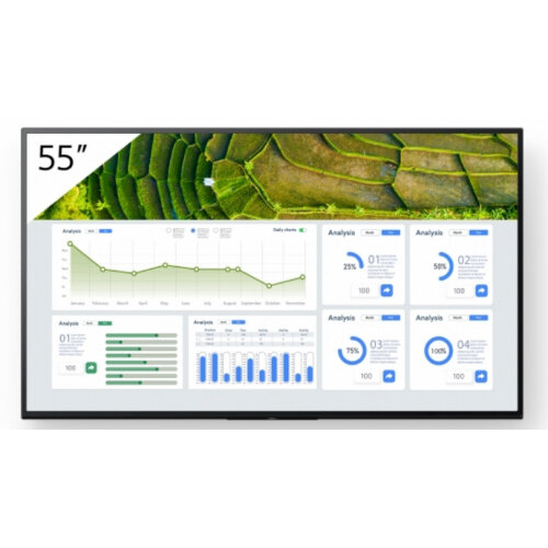 Sony FW-55BZ30L Signage Display Digital signage flat panel 139.7 cm (55") LCD Wi-Fi 440 cd/m² 4K Ultra HD Black Android 24/7