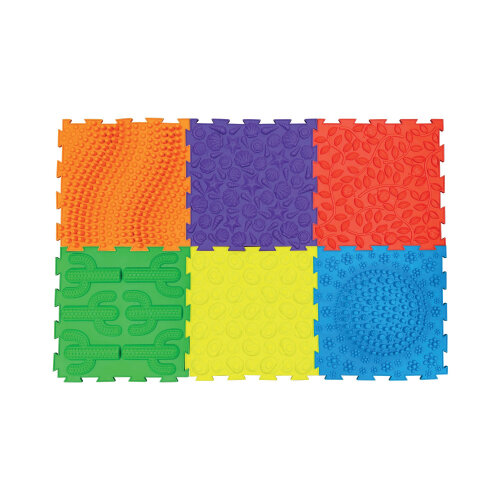 Massage Puzzle Textured Floor Tiles Indoor/Outdoor Use Assorted Bright Colours (Pack of 6) TEXMP6-BR