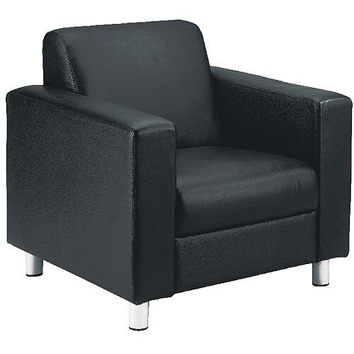 Avior Leather Faced Executive Reception Armchair Black KF03529