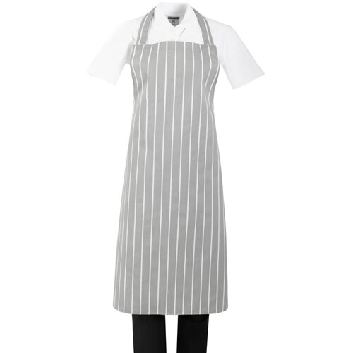 Whites Butchers Stripe Bib Apron Grey/White