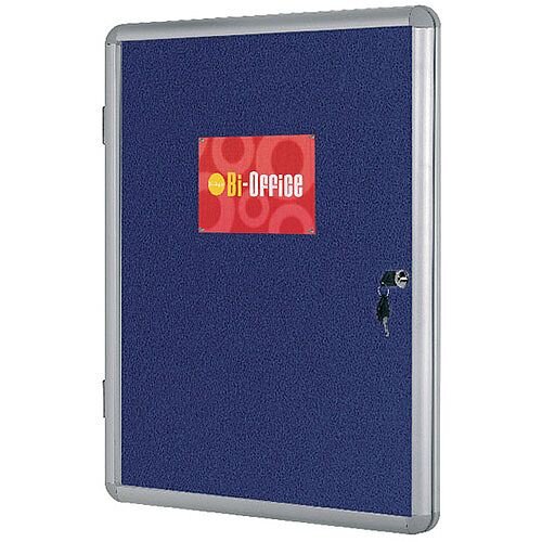 Bi-Office Lockable Internal Display Case 1200x900mm Blue Felt Aluminium Frame VT640107150