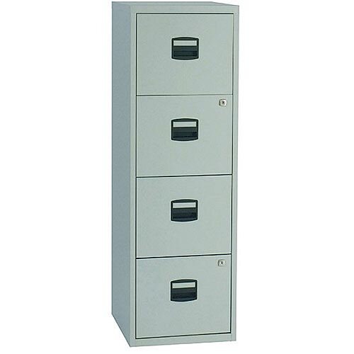 Bisley A4 Personal 4-Drawer Filer Grey - Lockable Steel Home Filer For A4 Suspension Filing - WxHxD: 413mm x 1282mm x 400mm Bisley A4 Personal 4-Drawer Filer Grey - Lockable Steel Home Filer For A4 Suspension Filing - WxHxD: 413mm x 1282mm x 400mm