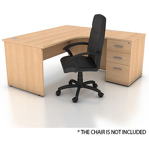 Right Hand Radial Panel End Office Desk With 3 Drawer High Right Hand Radial Panel End Office Desk With 3 Drawer High Pedestal Beech Bundle Offer