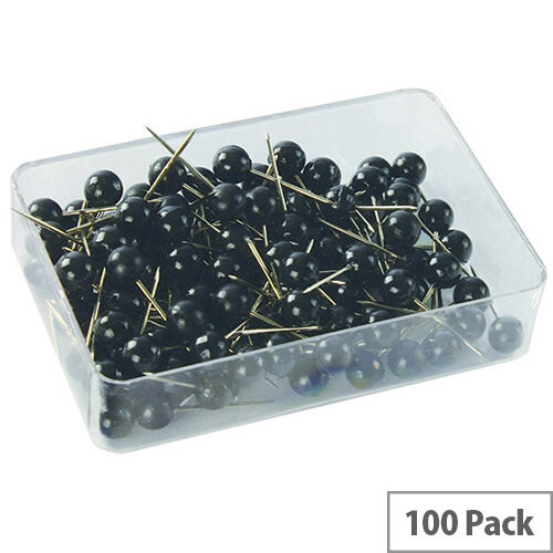 Essentials Map Pin Pack of 100 Black 26891
