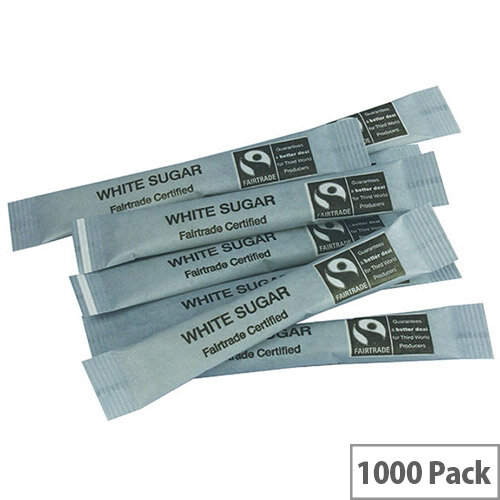 Fairtrade White Sugar Sticks Sachets Pack of 1000 A03622