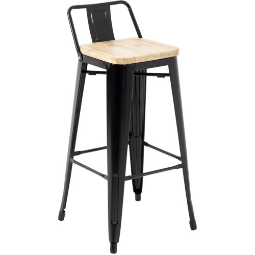 Bolero Bistro Backrest High Stools with Wooden Seat Pad Black (Pack of 4)