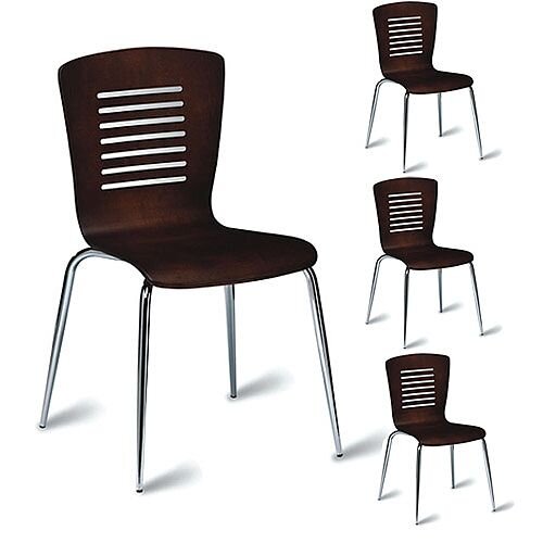 Verona Wenge Café Side Chair - Maple Veneer Polished Wenge Pack of 4 Verona Wenge Café Side Chair - Maple Veneer Polished Wenge Pack of 4