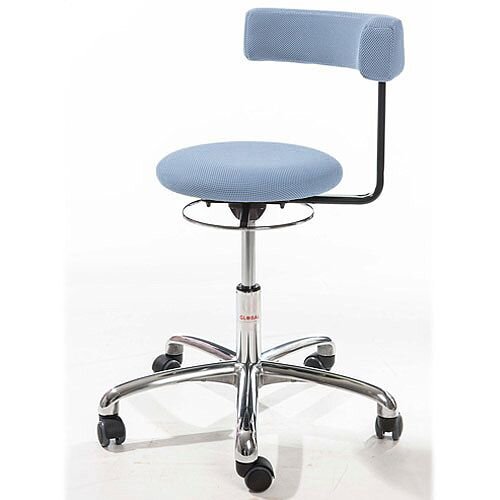 Saturn Ergonomic Stool With 360° Swivel Back-Arm Rest Imitation Leather Blue H400 - 530mm