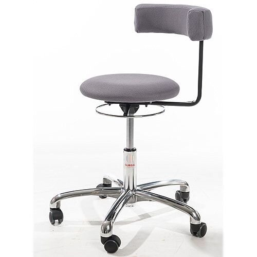 Saturn Ergonomic Stool With 360° Swivel Back-Arm Rest Imitation Leather Grey H400 - 530mm