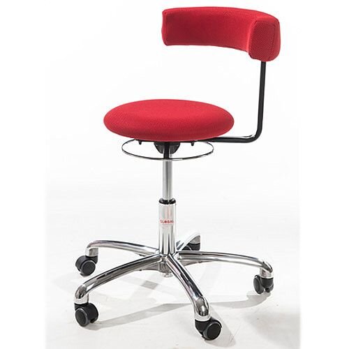 Saturn Ergonomic Stool With 360° Swivel Back-Arm Rest Imitation Leather Red H400 - 530mm