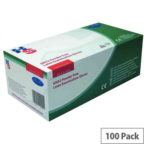Disposable Powder-Free Latex Examination Gloves Natural Large Pack of 100 Handsafe GN32 Disposable Powder-Free Latex Examination Gloves Natural Large Pack of 100 Handsafe GN32