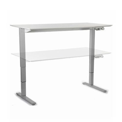 HumanScale Float Height Adjustable Sit Stand Desk White Top & Silver Base W1400x800mm