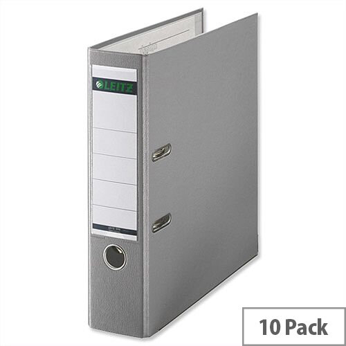 Leitz 180 Polypropylene A4 80mm Grey Lever Arch File Pack of 10 Leitz 180 Polypropylene A4 80mm Grey Lever Arch File Pack of 10