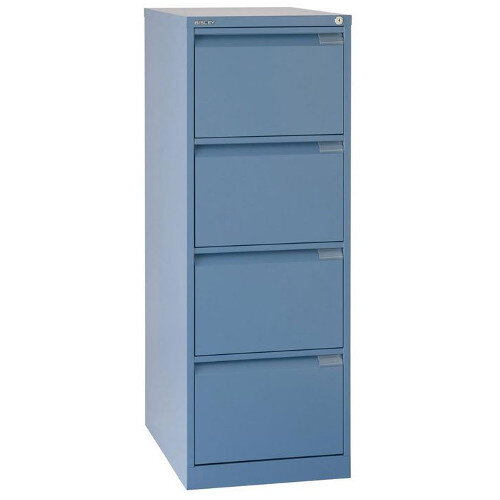 4 Drawer Steel Filing Cabinet Flush Front Blue Bisley BS4E 4 Drawer Steel Filing Cabinet Flush Front Blue Bisley BS4E