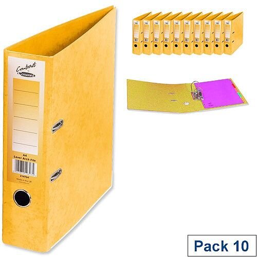 Concord A4 Sunflower Yellow Lever Arch File Laminated Pack 10 Hunt