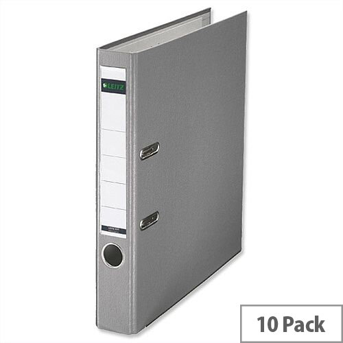 Leitz Mini Lever Arch File Plastic 50mm Spine A4 Grey Pack of 10 Leitz Mini Lever Arch File Plastic 50mm Spine A4 Grey Pack of 10