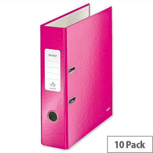 Leitz 180 Wow 80mm Metallic Pink A4 Lever Arch File Pack of 10 Leitz 180 Wow 80mm Metallic Pink A4 Lever Arch File Pack of 10
