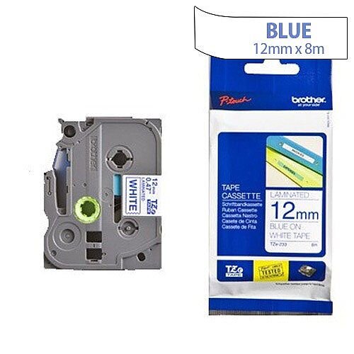 Brother TZ233 P-touch TZ Tape 12mm x 8m Blue on White