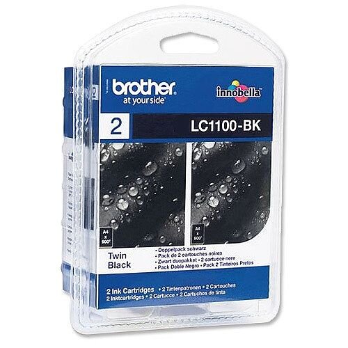 Brother LC-1100BK Black Twin Pack Ink Cartridge LC1100BKBP2 Brother LC-1100BK Black Twin Pack Ink Cartridge LC1100BKBP2