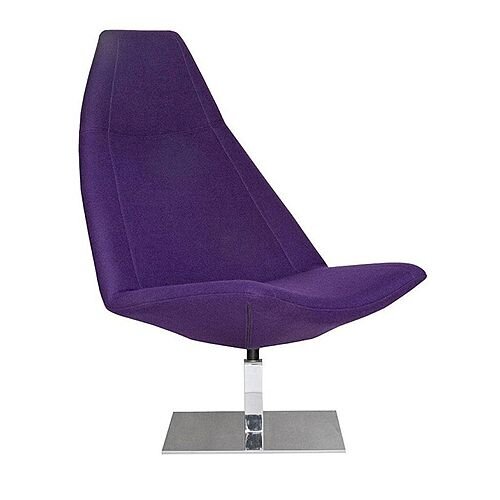 THUNDER Deluxe Designer Lounge Chair Purple 100% Wool Fabric Upholstered