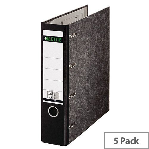 Leitz Double Mechanism Lever Arch File 80mm Spine A4 Black Marbled Pack of 5 10920000 Leitz Double Mechanism Lever Arch File 80mm Spine A4 Black Marbled Pack of 5 10920000