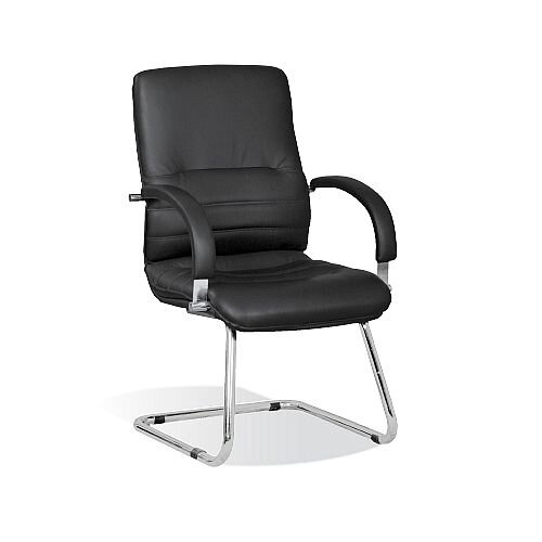Black Leather Cantilever Boardroom Chair Hunt Office Ireland