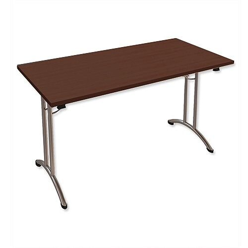 Folding Table Rectangular Chrome Legs 25mm Top W1200xD750xH725mm Dark Walnut Morph Fold