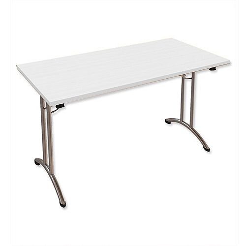 Folding Table Rectangular Chrome Legs 25mm Top W1200xD750xH725mm White Morph Fold