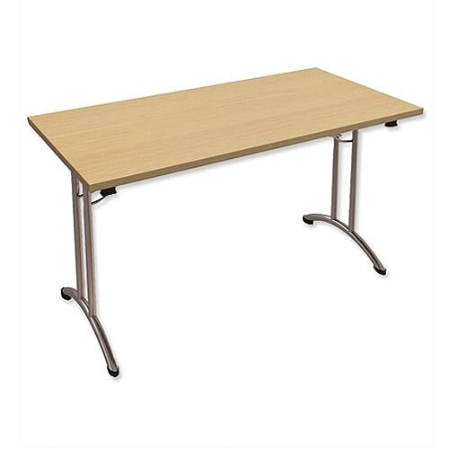 Folding Table Rectangular Chrome Legs 25mm Top W1200xD750xH725mm Urban Oak Morph Fold