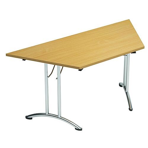 Folding Table Trapezoidal Chrome Legs 25mm Top W1500xD750xH725mm Urban Oak Morph Fold