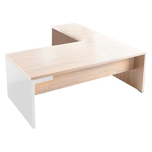 Mito Executive Desk 2000mm With Left Hand Desk Return Amber Oak & White