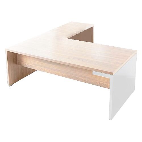 Mito Executive Desk 2000mm With Right Hand Desk Return Amber Oak & White