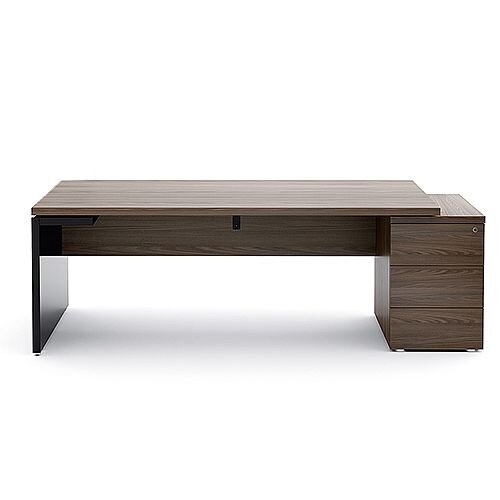 Mito Executive Desk With Right Hand Pedestal 2020mm Dark Sycamore &Black Mito Executive Desk With Right Hand Pedestal 2020mm Dark Sycamore &Black