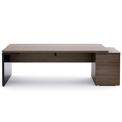 Mito Executive Desk With Right Hand Pedestal 2220mm Dark Sycamore &Black Mito Executive Desk With Right Hand Pedestal 2220mm Dark Sycamore &Black