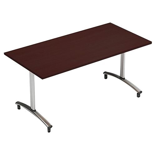 1500mm Wide Rectangular Flip Top Table On Wheels Dark Walnut Morph Tilt