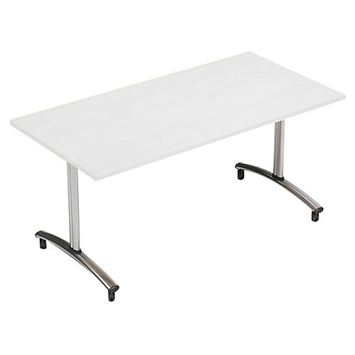 1500mm Wide Rectangular Flip Top Table On Wheels White Morph Tilt