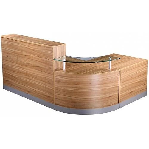 Complete Curved Reception Unit American Black Walnut Finish With Glass Counter Complete Curved Reception Unit American Black Walnut Finish With Glass Counter