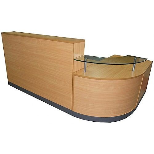 Complete Curved Reception Unit Beech Finish With Glass Counter Complete Curved Reception Unit Beech Finish With Glass Counter