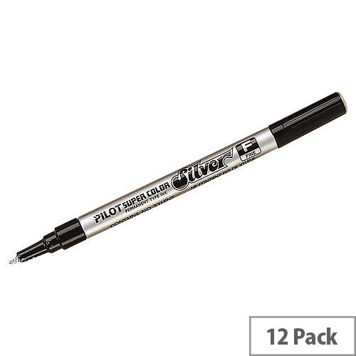 Pilot Silver Medium Bullet Tip Permanent Marker Pack of 12 SCSM Pilot Silver Medium Bullet Tip Permanent Marker Pack of 12 SCSM