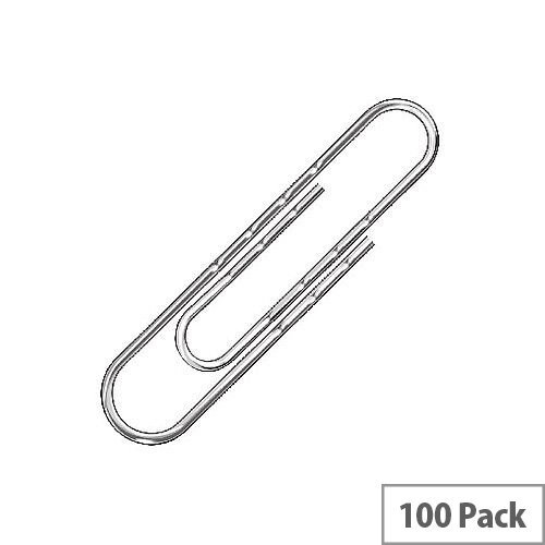 Q-Connect Jumbo Paperclip 77mm Pack 100 Round Wavy