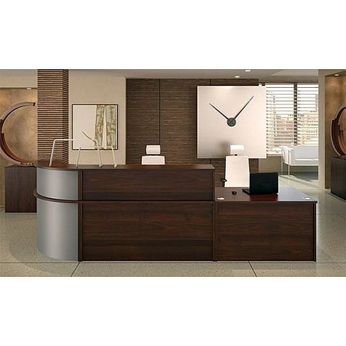 Ashford L-Shaped Modular Reception Unit Walnut Steel Finish RD1 Ashford L-Shaped Modular Reception Unit Walnut Steel Finish RD1