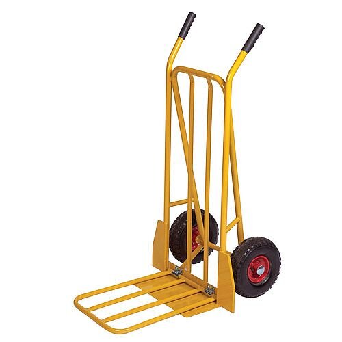 Sack Truck Yellow 250kg Capapcity Pneumatic Tyred Wheel Folding Foot 382848