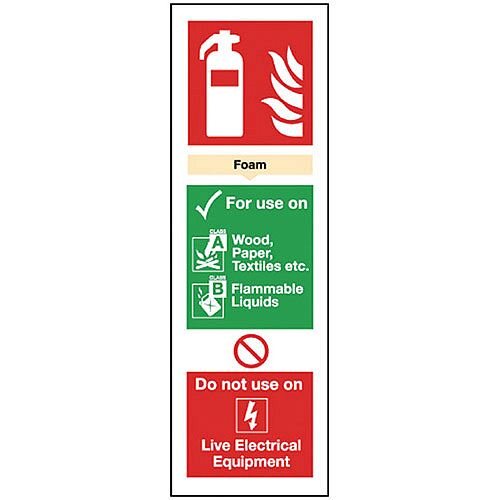 Safety Sign Fire Extinguisher Foam 280x90mm Self-Adhesive Vinyl