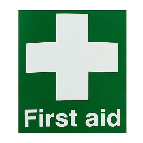 First Aid Safety Sign 150x110mm Self-Adhesive