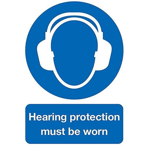 Safety Sign Hearing Protection Must be Worn A4 PVC