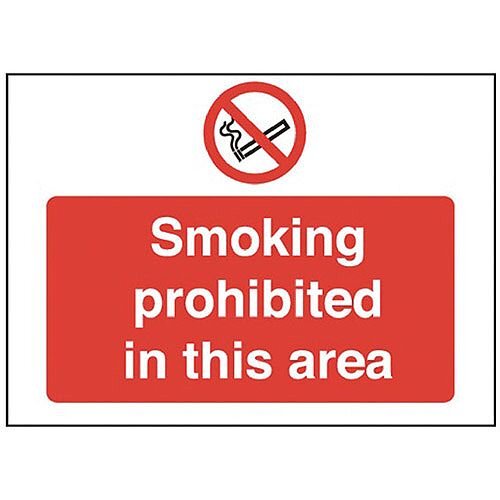 Safety Sign Smoking Prohibited in This Area 450x600mm PVC Pack of 1 P35Z/R Safety Sign Smoking Prohibited in This Area 450x600mm PVC Pack of 1 P35Z/R