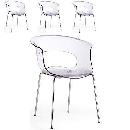 Miss B Antishock Canteen &Breakout Chrome Leg Chair Transparent Set of 4 Miss B Antishock Canteen &Breakout Chrome Leg Chair Transparent Set of 4