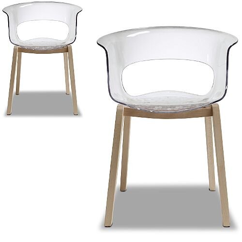 Natural Miss B Antishock Canteen &Breakout Wooden Leg Chair Transparent Set of 2 Natural Miss B Antishock Canteen &Breakout Wooden Leg Chair Transparent Set of 2