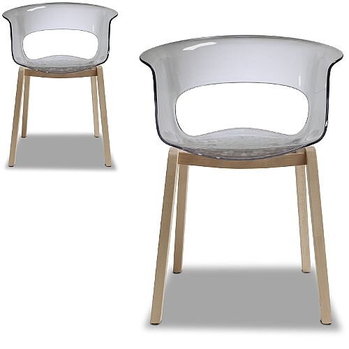 Natural Miss B Antishock Canteen &Breakout Wooden Leg Chair Translucent Smoked Grey Set of 2 Natural Miss B Antishock Canteen &Breakout Wooden Leg Chair Translucent Smoked Grey Set of 2
